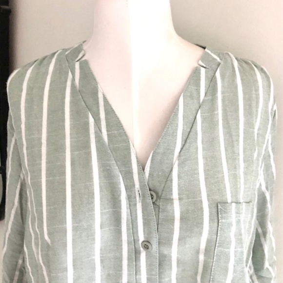 Yidarton striped cool sage Tunic Shirt. - Picture 6 of 11